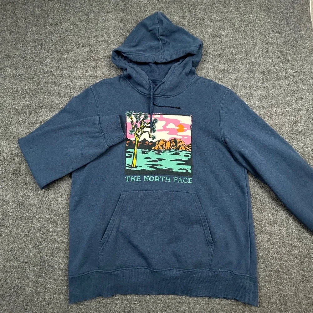The North Face Hoodie Mens‎ L Blue Joshua Tree Graphic Desert Gorpcore A7UO5